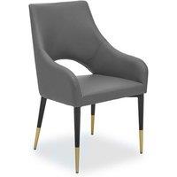 Orsina Gilden Grey Leather Effect Dining Chair with Gold Tip Legs