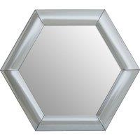 Orsina Art Deco Silver Hexagon Wall Mirror, Contemporary Statement Mirror with Thick Frame, Silver Wall Mirror