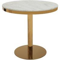 Orsina Round Marble Dining Table With Gold Base, Compact Round Marble Table for Dining, Sleek Gold Finish Base