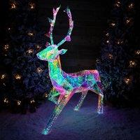 Samuel Alexander 1.4m Light up Standing Iridescent Dreamlights Christmas Stag with 600 White LEDs