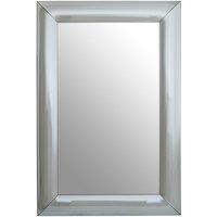 Orsina Art Deco Rectangle Wall Mirror, Silver Panelled Thick Frame Mirror for Living Room, Decorative Mirror