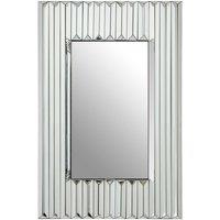 Orsina Modern Ridged Wall Mirror, Bevelled Triangular Mirrored Shards, Landscape or Portrait Display Accent Mirror in Silver
