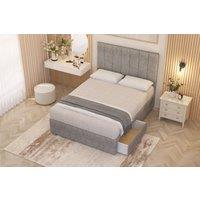 Somnior Austin Tweed Fabric Midnight Pocket Sprung Divan Storage Bed with 4 Drawers & Headboard in Grey | Size: Super King