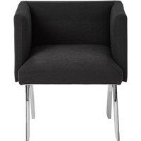 Orsina Luxurious Black Dining Chair with Silver Legs, Livingroom Armchair, Outdoor Patio Chair, Ideal As Kitchen Chair