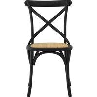 Orsina Stylish Black Oak Wood Chair With Weave Seat, Cross-Back Design Modern Chair, Durable Comfortable Chair