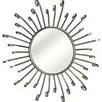 Orsina Distinctive Spoke Style Wall Mirror, Distressed Silver Round Mirror, Versatile Decorative Wall Mirror