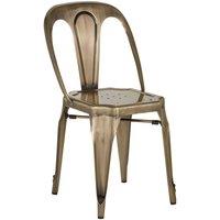 Orsina Brass Finish Metal Chair, Industrial-Style Garden Chair, Metallic Kitchen Chair, Armless Lounge Chair in Gold