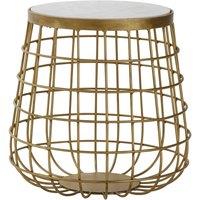 Orsina Elegant Design White Marble Top Side Table, Sleek Circular Side Table, Durable Modern Side Table For Garden in Gold