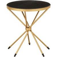 Orsina Black Marble Top Side Table, Round Table With Black Marble Top, Stylish Hourglass Silhouette Sofa Side Table in Gold