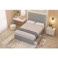 Somnior Austin Linen Fabric Midnight Pocket Sprung Divan Storage Bed with 4 Drawers & Headboard in Light Grey | Size: Small Double