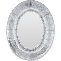 Orsina Oval Wall Mirror With Mosaic Glass Frame, Decorative Boutique Mirror With Smooth Curved Design, MDF Mirror in Silver