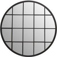 Orsina Descartes Round Metal Wall Mirror in Black
