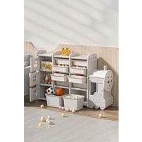 Living and Home Cute Toys Storage Rack for Kids Floor Standing Train in Grey
