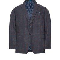 BadRhino Men's Checked Suit Jacket in Mid Navy | Size: 54L