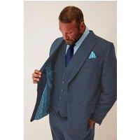 BadRhino Men's Check Wool Mix Waistcoat in Blue | Size: 42R