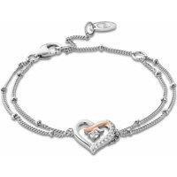 Clogau Women's Forever Yours Sterling Silver Kiss Double-Chain Bracelet with Topaz in Metallics