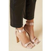 Faith Women's : Mary Buckle Satin High Heeled Sandals in Champagne | Size: 3