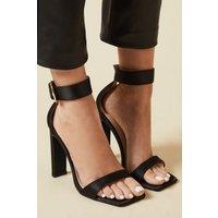 Faith Women's : Mary Buckle Satin High Heeled Sandals in Black | Size: 3