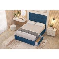 Somnior Chambery Plush Velvet Hybrid Pocket Sprung Orthopaedic Divan Bed Set with 2 Drawers & Upholstered Headboard in Navy | Size: King