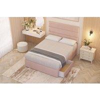 Somnior Chambery Plush Velvet Hybrid Pocket Sprung Orthopaedic Divan Bed Set with 2 Drawers & Upholstered Headboard in Pink | Size: King
