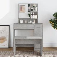 Berkfield Home Dressing Table with Mirror Concrete Grey 86.5x35x136 cm