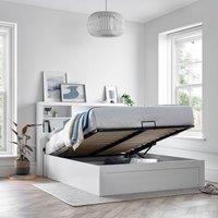 Bedmaster Arizona Wooden Bookcase Ottoman Storage Bed & Cotswold 3000 Pocket Sprung Natural Mattress in White | Size: Double