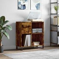 Berkfield Home Record Cabinet Smoked Oak 84.5x38x89 cm Engineered Wood in Brown