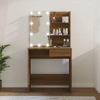Berkfield Home Dressing Table with LED Brown Oak 74.5x40x141 cm