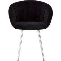 Orsina Black Velvet Chair, Backrest Dining Chair, Easy to Clean Swivel Dining Armchair, Comfortable Armchair