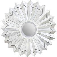Orsina Flower Shaped Wall Mirror, Art Deco Style Round Statement Mirror for Living Room, Bedroom or Hallway in Silver