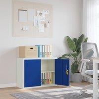 Berkfield Home File Cabinet Light Grey & Blue 90x40x70 cm Steel | Size: 90 x 40 x 70 cm
