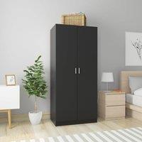 Berkfield Home Wardrobe Black 80x52x180 cm Engineered Wood | Size: 80 x 52 x 180 cm