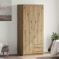 Berkfield Home Wardrobe Artisian Oak 80x52x180 cm Engineered Wood in Brown | Size: 80 x 52 x 180 cm