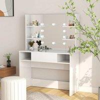 Berkfield Home Makeup Table with LED Lights 100x40x135 cm MDF Shining White | Size: 100 x 40 x 135 cm