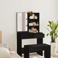 Berkfield Home Dressing Table with Mirror Black 74.5x40x141 cm