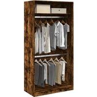 Berkfield Home Wardrobe Smoked Oak 100x50x200 cm Engineered Wood in Brown | Size: 100 x 50 x 200 cm