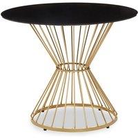 Orsina Anzio Round Glass Top & Hourglass Base Dining Table in Gold