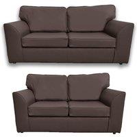 Furnishings For Less UK Danbury Leather 2 Piece Sofa Set 3 Seater & 2 Seater Black, Brown or Grey