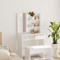 Berkfield Home Dressing Table with Mirror High Gloss White 74.5x40x141 cm