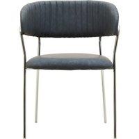 Orsina Tamzin Channel Chrome Finish Dining Chair in Dark Grey