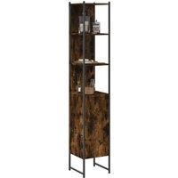 Berkfield Home Bathroom Cabinet Smoked Oak 33x33x185.5 cm Engineered Wood in Brown