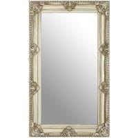 Orsina Stately Design Champagne Bead & Reel Wall Mirror, Grand Slim Mirror, Versatile Display Hallway Mirror in Silver