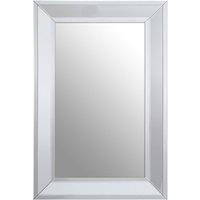 Orsina Modern Silver Rectangular Wall Mirror, Contemporary Silver Frame Wall Decor, Sleek Mirror With Wooden Frame