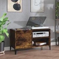 Berkfield Home Record Cabinet Smoked Oak 84.5x38x48 cm Engineered Wood in Brown