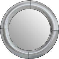 Orsina Silver Round Wall Mirror, Art Deco Style Decorative Mirror For Living Room, Hallway, Silver Frame Wall Mirror
