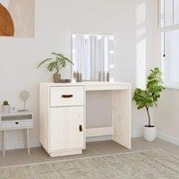 Berkfield Home Dressing Table with LED White 95x50x133.5 cm Solid Wood Pine