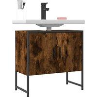 Berkfield Home Bathroom Sink Cabinet Smoked Oak 60x33x60 cm Engineered Wood in Brown | Size: 60 x 33 x 60 cm