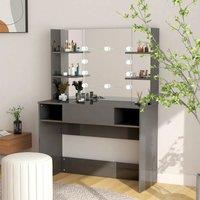 Berkfield Home Makeup Table with LED Lights 100x40x135 cm MDF Shining Grey | Size: 100 x 40 x 135 cm