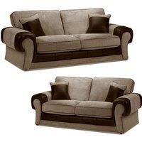 Portland Fabric Sofa Suite Chesterfield Rolled Arms 3 Seater and 2 Seater Sofa