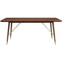Orsina Stunning Design Walnut Wood & Brass Finish Dining Table, Durable Small Dining Table, Sleek Modern Table in Brown
